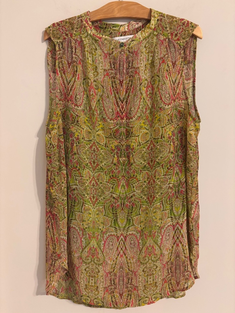Liz Claiborne sleeveless semi sheer paisley-print top with camisole - Picture 1 of 8